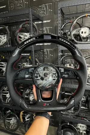 [Media/Test] Audi (2022+ B9 Wheel) - Classic RPM LED - Gloss Carbon - Perforated Leather - Red Stitching - No Stripe (RS Badge) Best Price