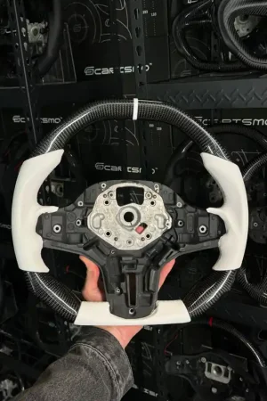 [Media/Test] BMW G-Series (M Performance Wheel) - Signature - Gloss Carbon - White Smooth Leather - White Stitching - White Stripe Direct From Factory