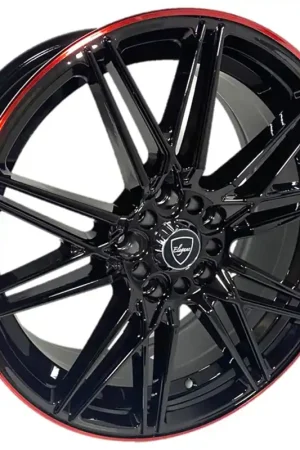17" Elegant Wheels E005 Gloss Black with Candy Red Line Rims Top Pick