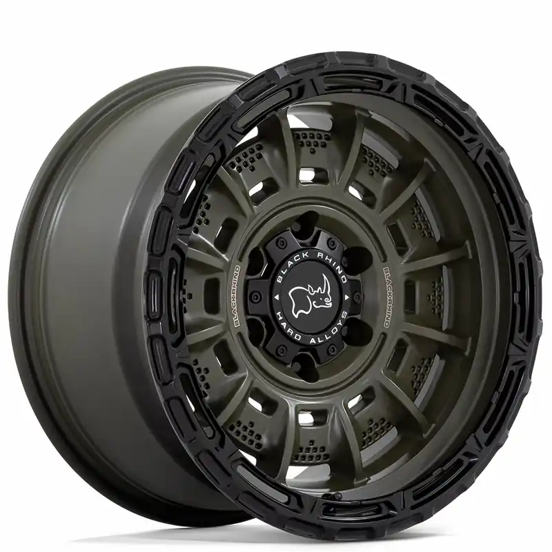 17" Black Rhino Wheels Atlas BR007 Olive Drab Green with Black Lip Crossover Rims Worldwide Shipping