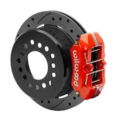 Seasonal Sale Wilwood Small Ford 11 in. Forged Dynapro Low-Profile Rear Parking Brake Kit (Red, Drilled & Slotted) - 140-15603-DR